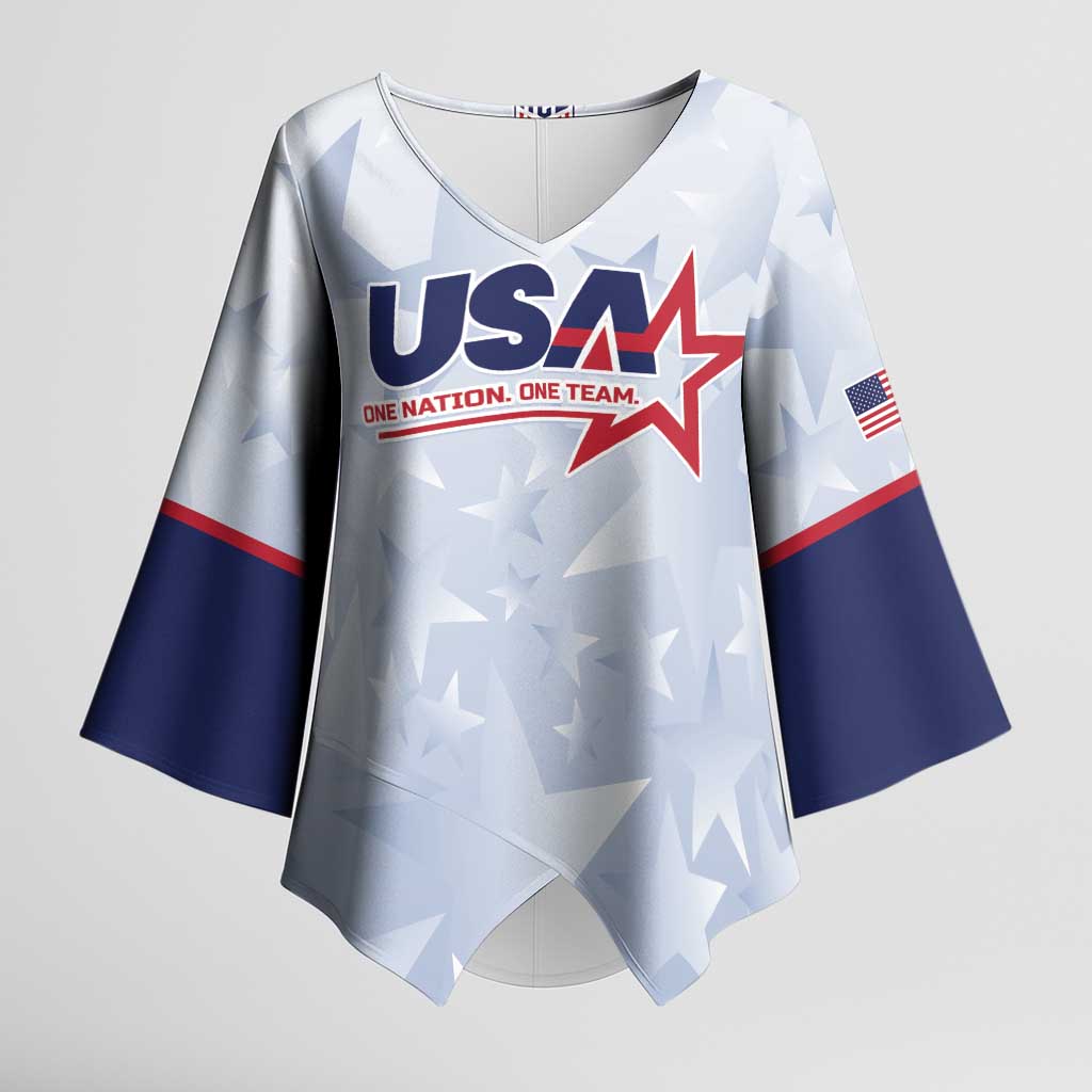 Custom USA Soccer Team 2026 Kimono Sleeve Blouse One Nation One Team - Wonder Print Shop