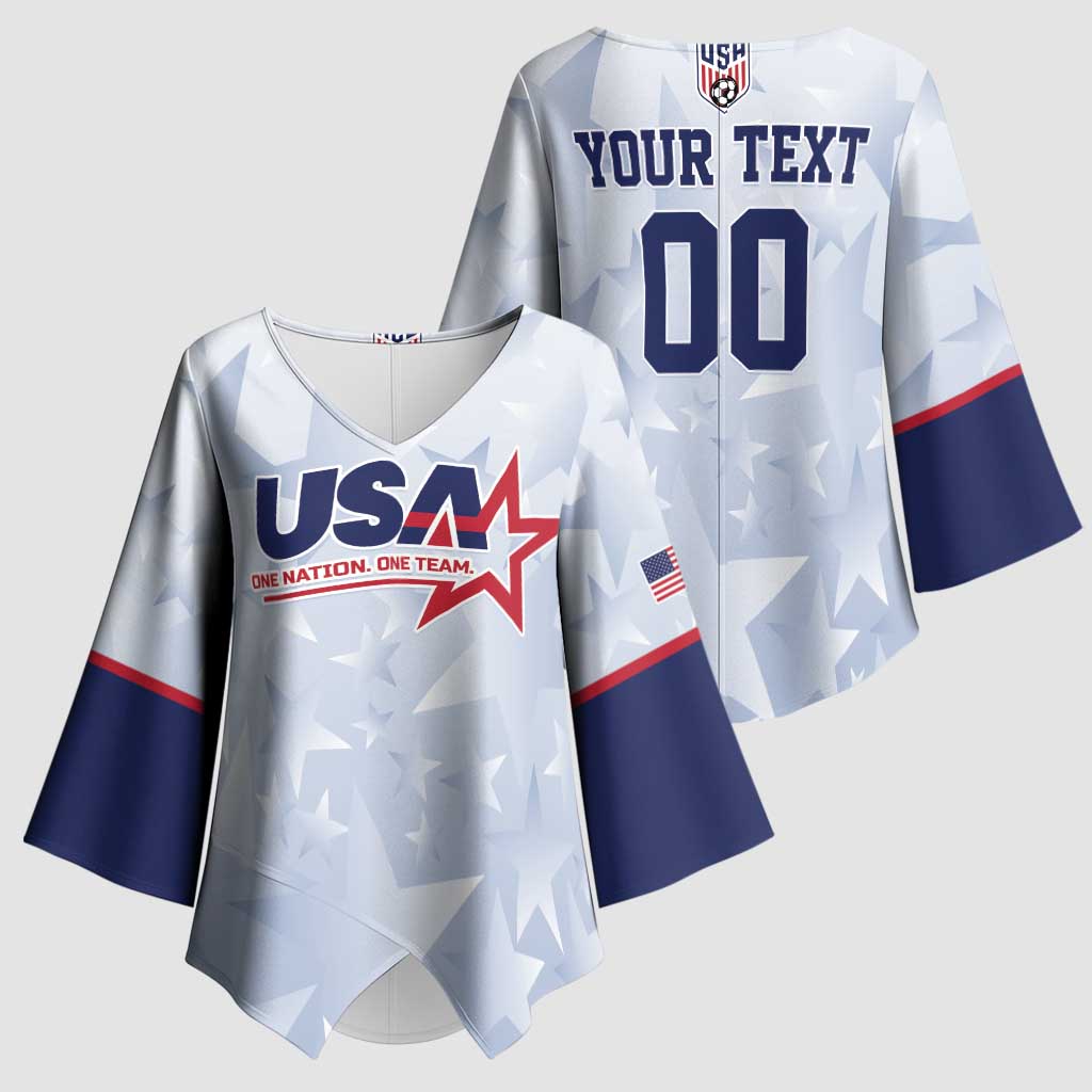 Custom USA Soccer Team 2026 Kimono Sleeve Blouse One Nation One Team - Wonder Print Shop