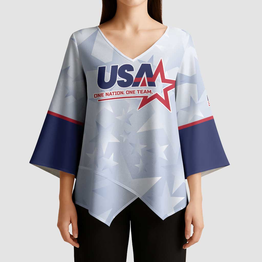 Custom USA Soccer Team 2026 Kimono Sleeve Blouse One Nation One Team - Wonder Print Shop