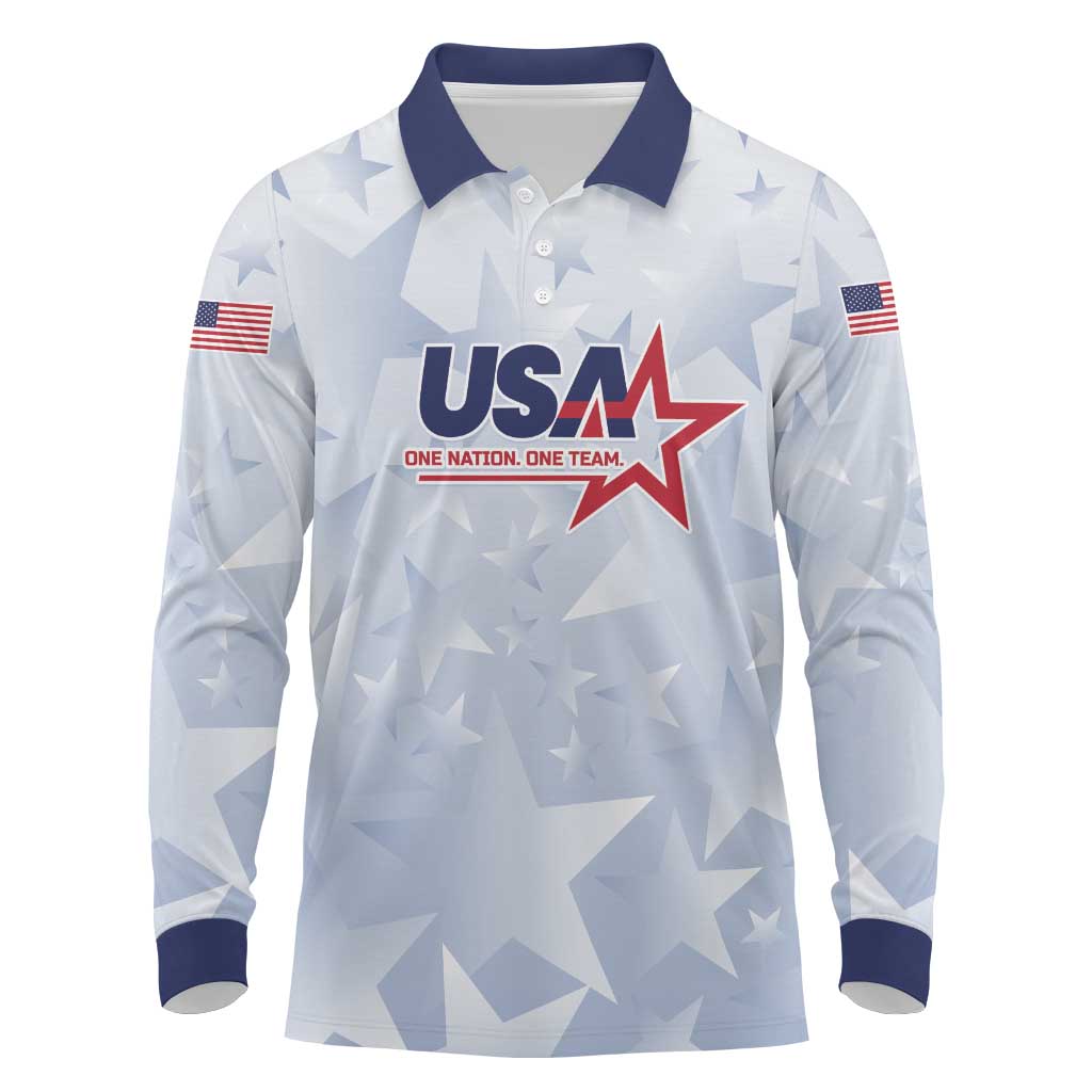 Custom USA Soccer Team 2026 Long Sleeve Polo Shirt One Nation One Team - Wonder Print Shop
