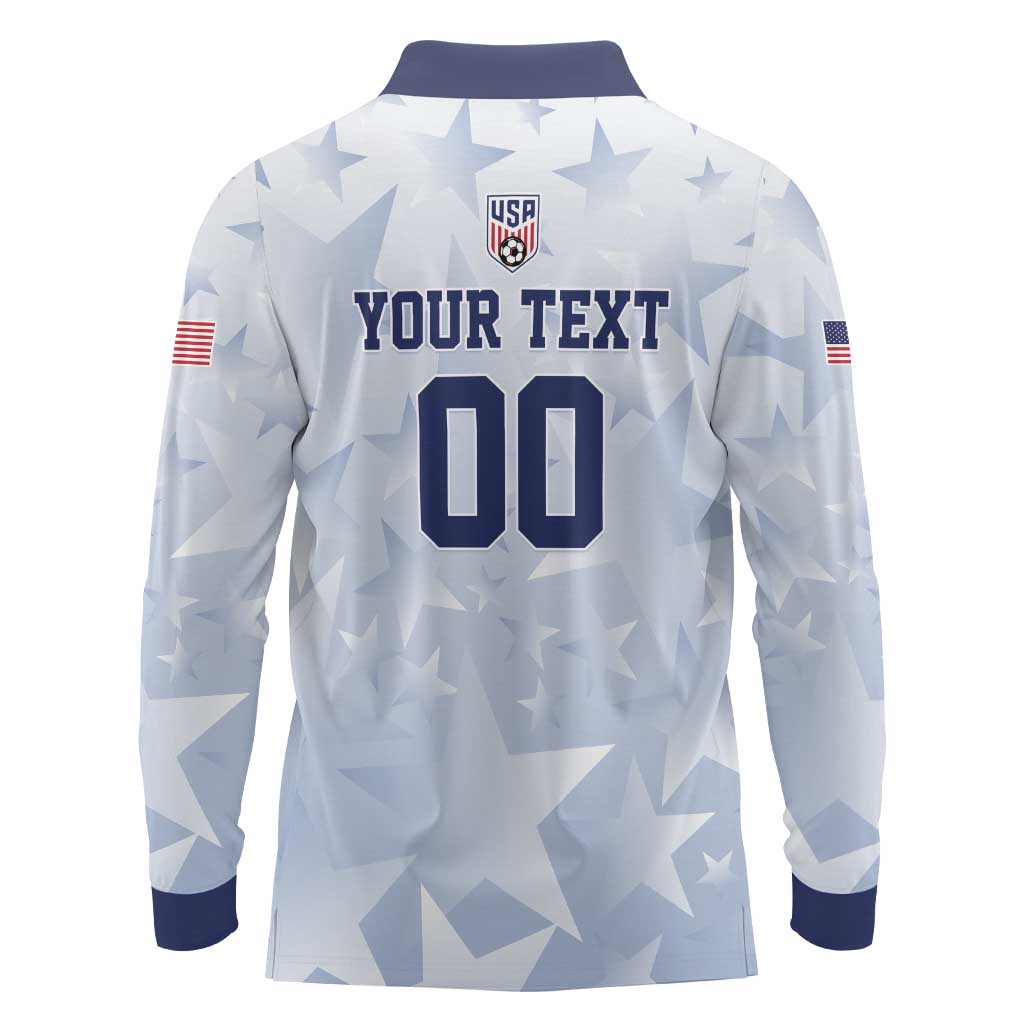 Custom USA Soccer Team 2026 Long Sleeve Polo Shirt One Nation One Team - Wonder Print Shop
