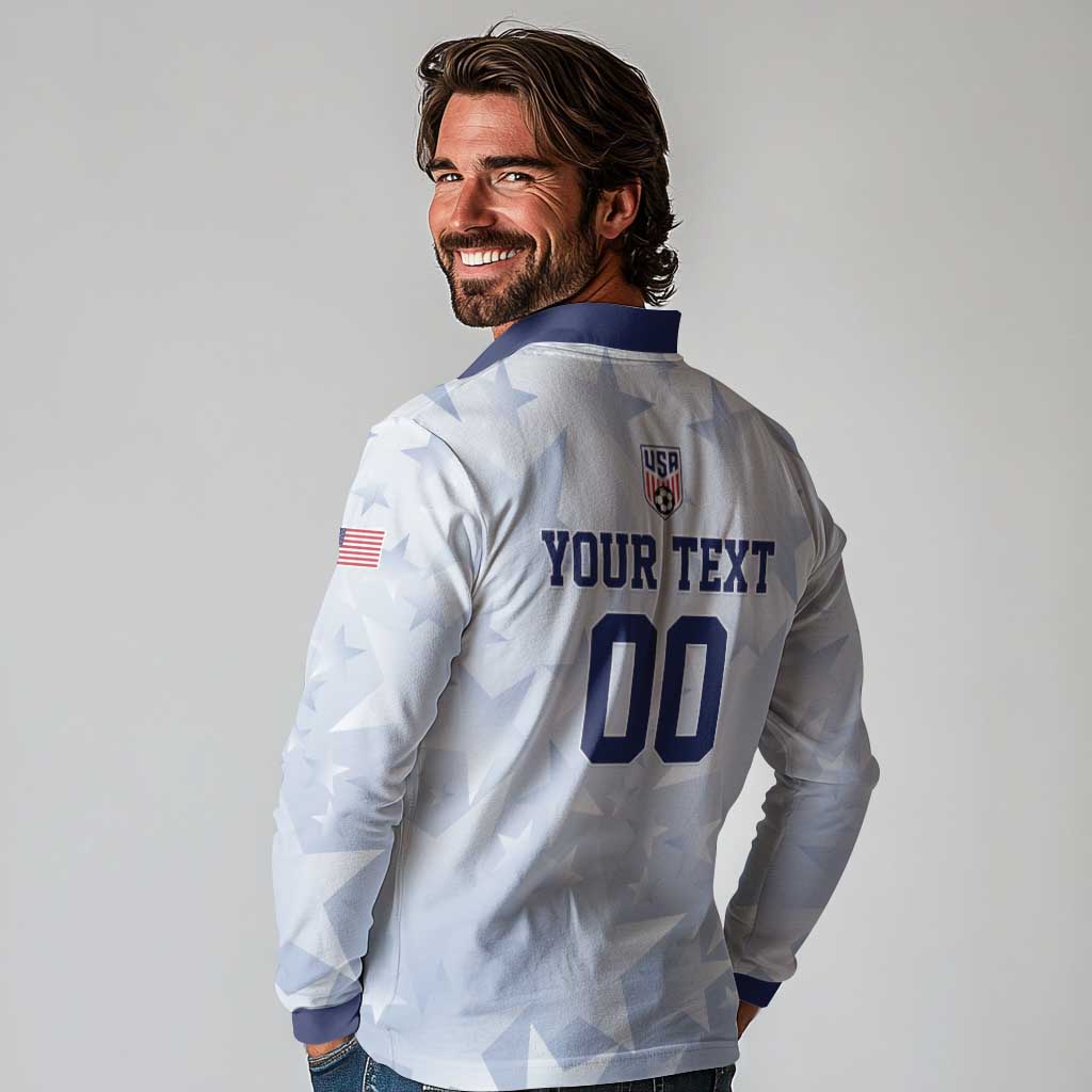 Custom USA Soccer Team 2026 Long Sleeve Polo Shirt One Nation One Team - Wonder Print Shop