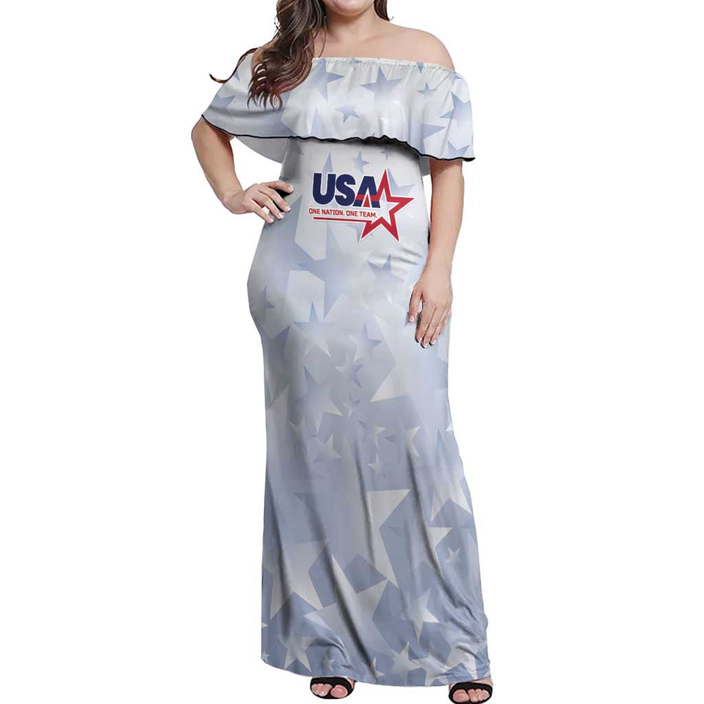 Custom USA Soccer Team 2026 Off Shoulder Maxi Dress One Nation One Team - Wonder Print Shop