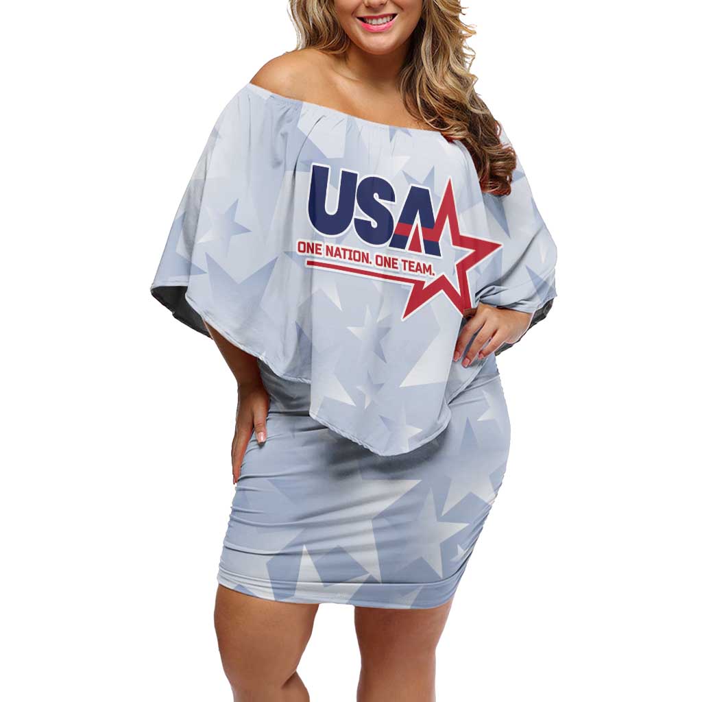 Custom USA Soccer Team 2026 Off Shoulder Short Dress One Nation One Team - Wonder Print Shop