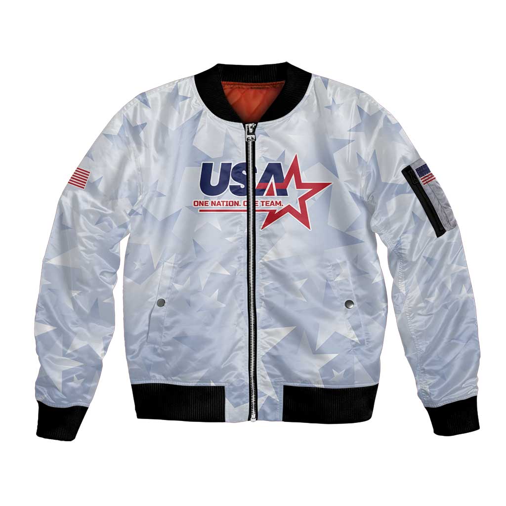 Custom USA Soccer Team 2026 Sleeve Zip Bomber Jacket One Nation One Team - Wonder Print Shop