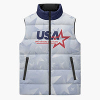 Custom USA Soccer Team 2026 Sleeveless Puffer Jacket One Nation One Team - Wonder Print Shop