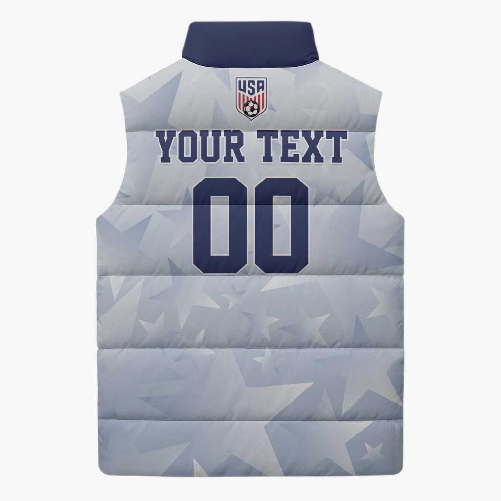 Custom USA Soccer Team 2026 Sleeveless Puffer Jacket One Nation One Team - Wonder Print Shop