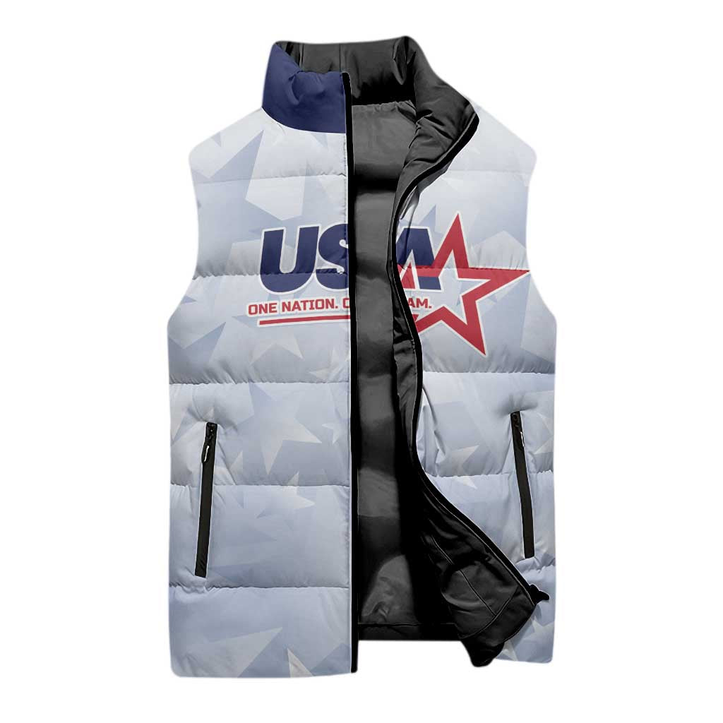 Custom USA Soccer Team 2026 Sleeveless Puffer Jacket One Nation One Team - Wonder Print Shop