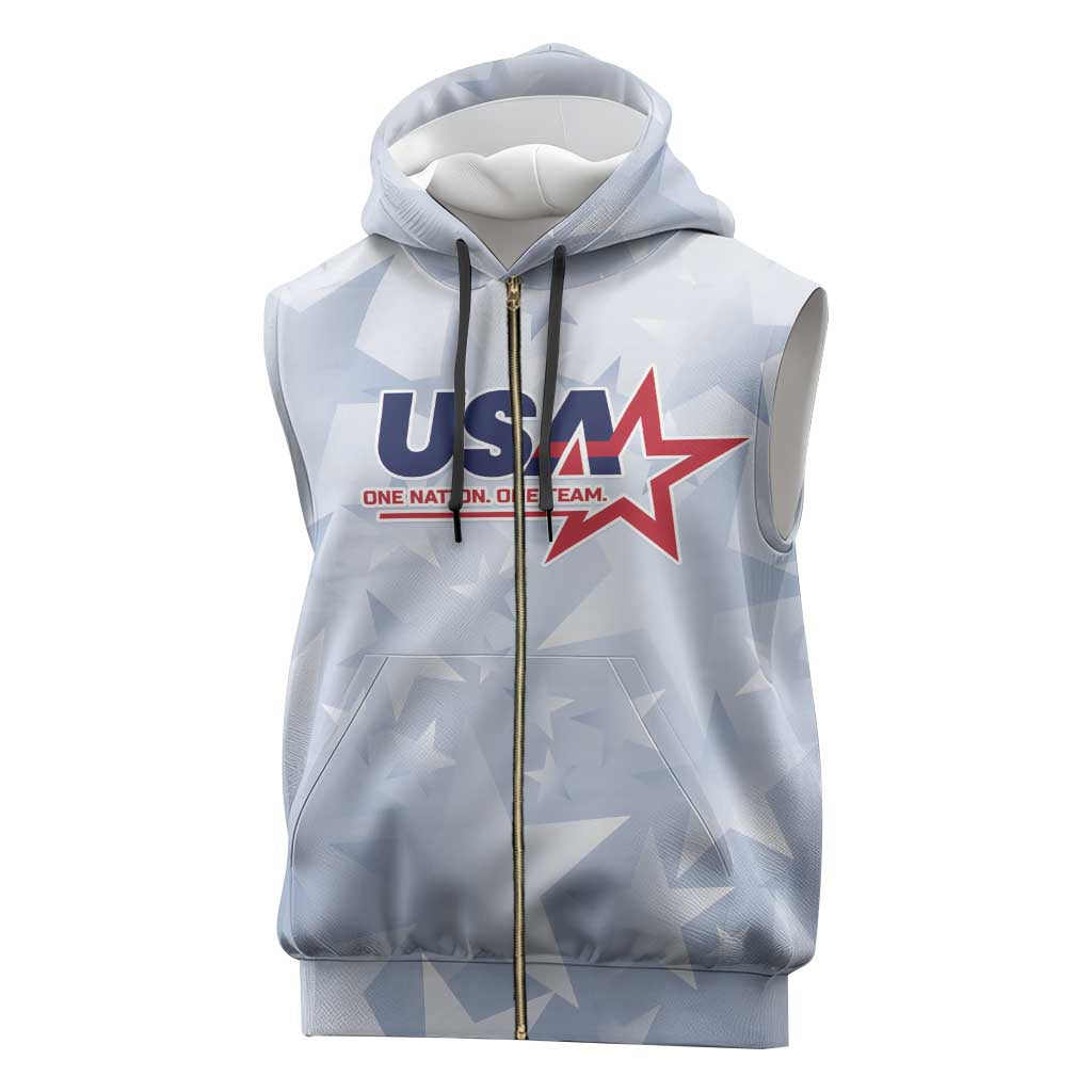 Custom USA Soccer Team 2026 Sleeveless Zip Hoodie One Nation One Team - Wonder Print Shop