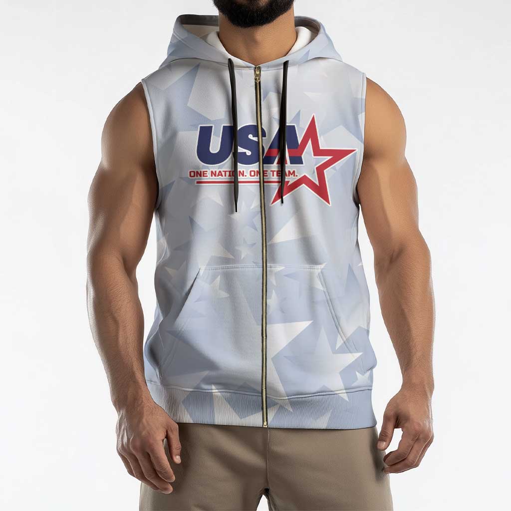 Custom USA Soccer Team 2026 Sleeveless Zip Hoodie One Nation One Team - Wonder Print Shop
