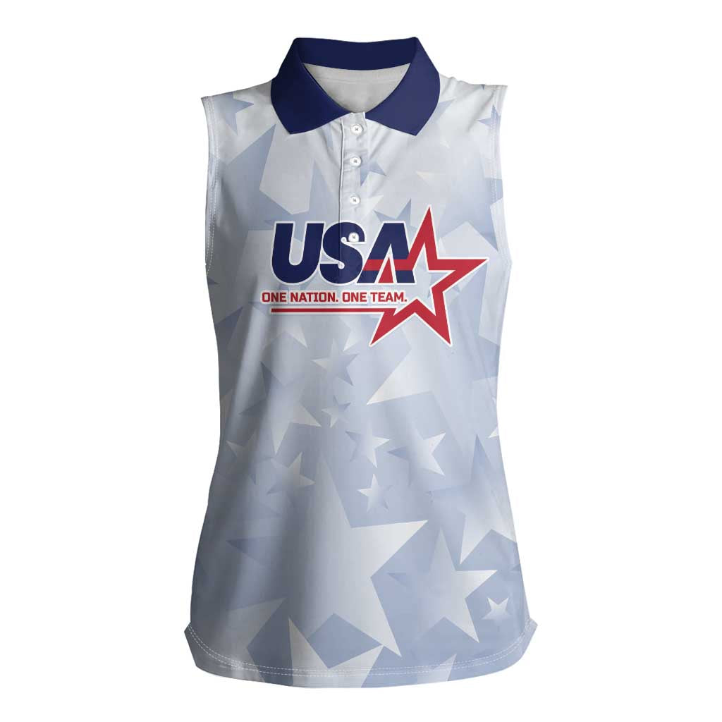Custom USA Soccer Team 2026 Women Sleeveless Polo Shirt One Nation One Team - Wonder Print Shop