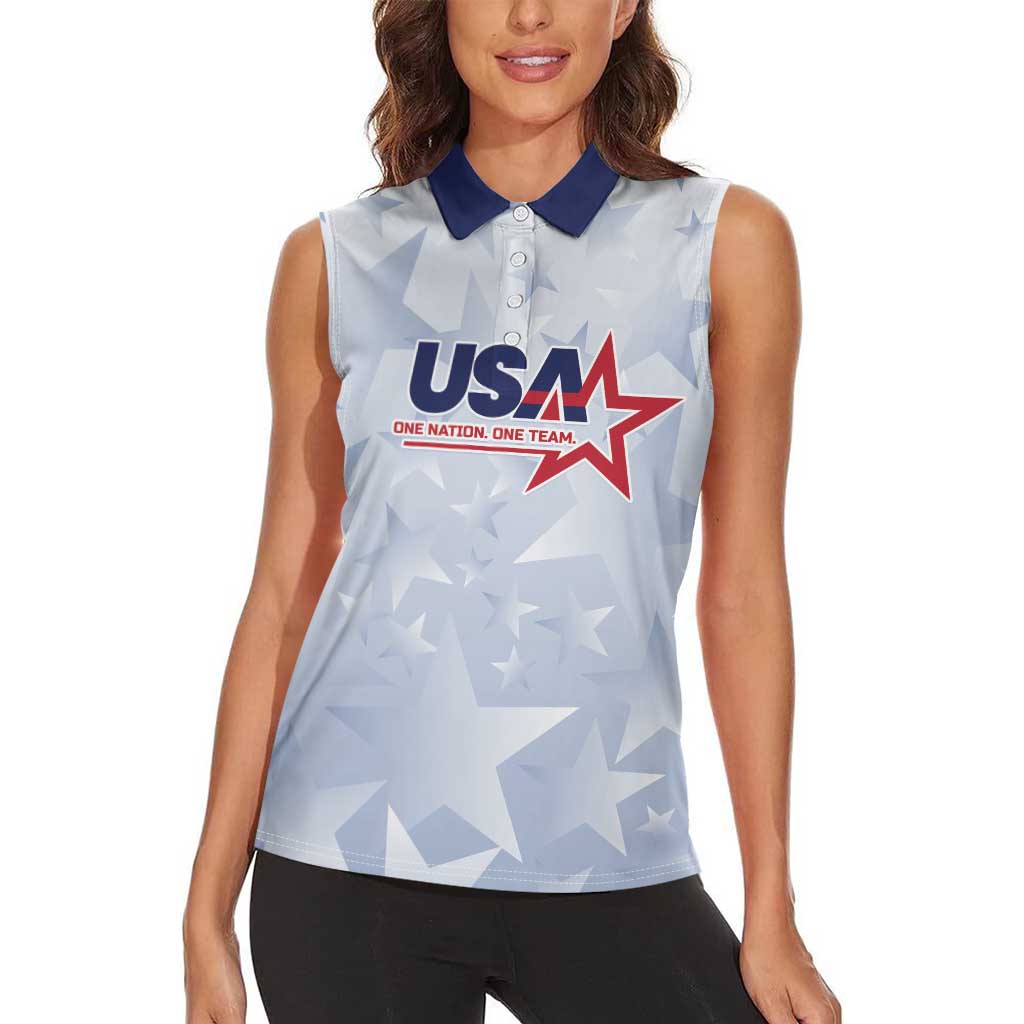Custom USA Soccer Team 2026 Women Sleeveless Polo Shirt One Nation One Team - Wonder Print Shop