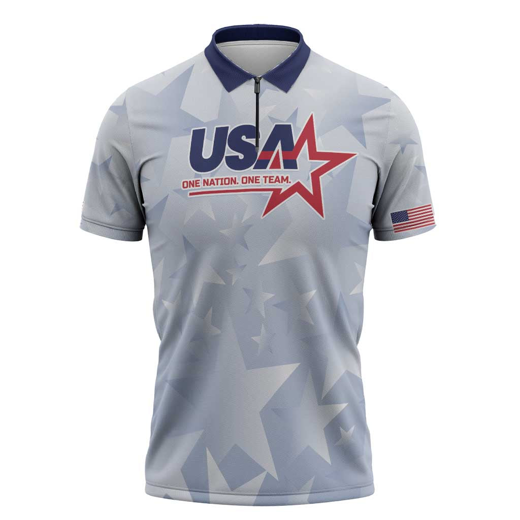 Custom USA Soccer Team 2026 Zipper Polo Shirt One Nation One Team - Wonder Print Shop