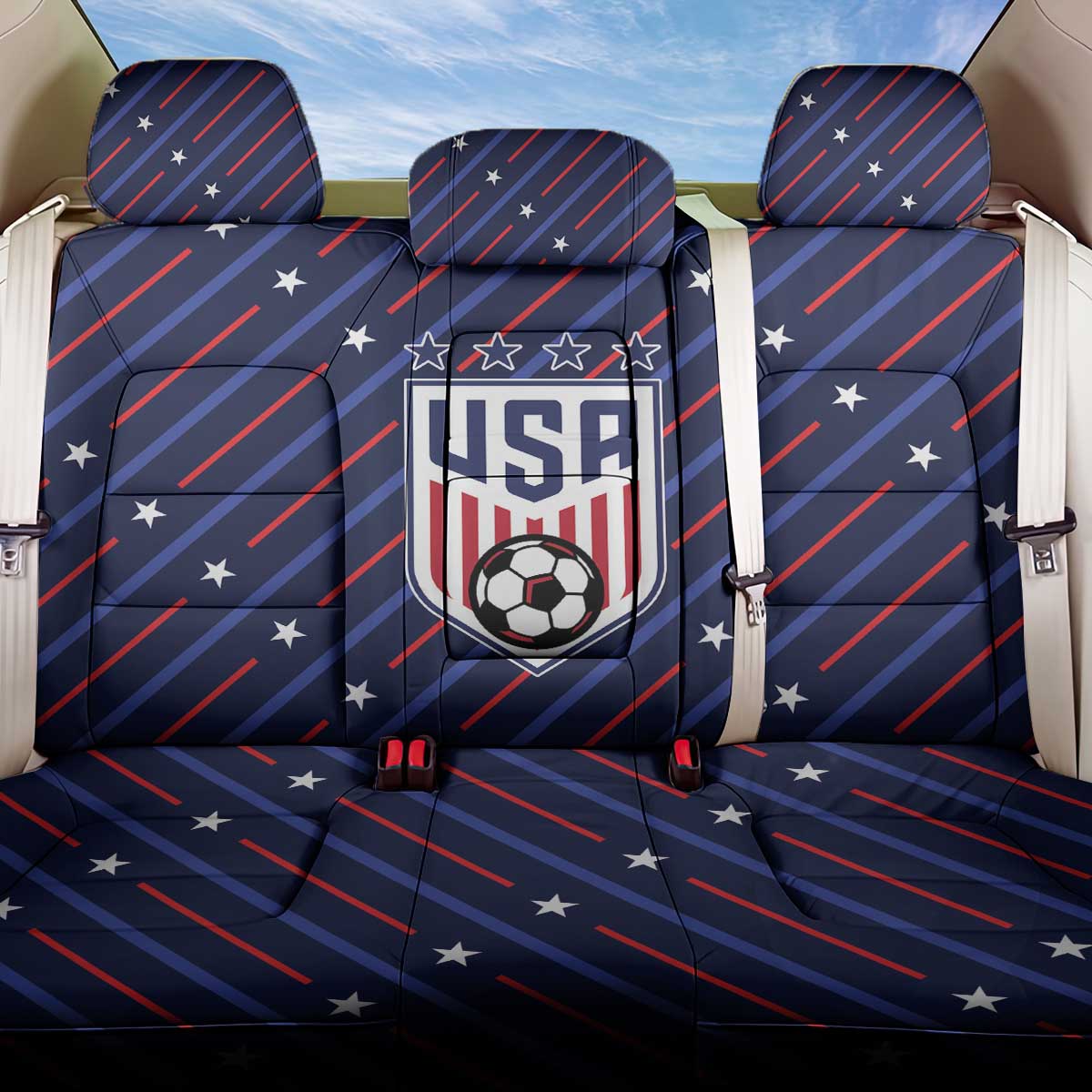 Soccer USA 2026 Back Car Seat Cover Stronger Together We Are One Nation - Wonder Print Shop