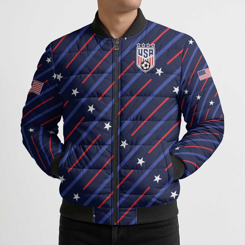 Custom Soccer USA 2026 Bomber Puffer Jacket Stronger Together We Are One Nation - Wonder Print Shop