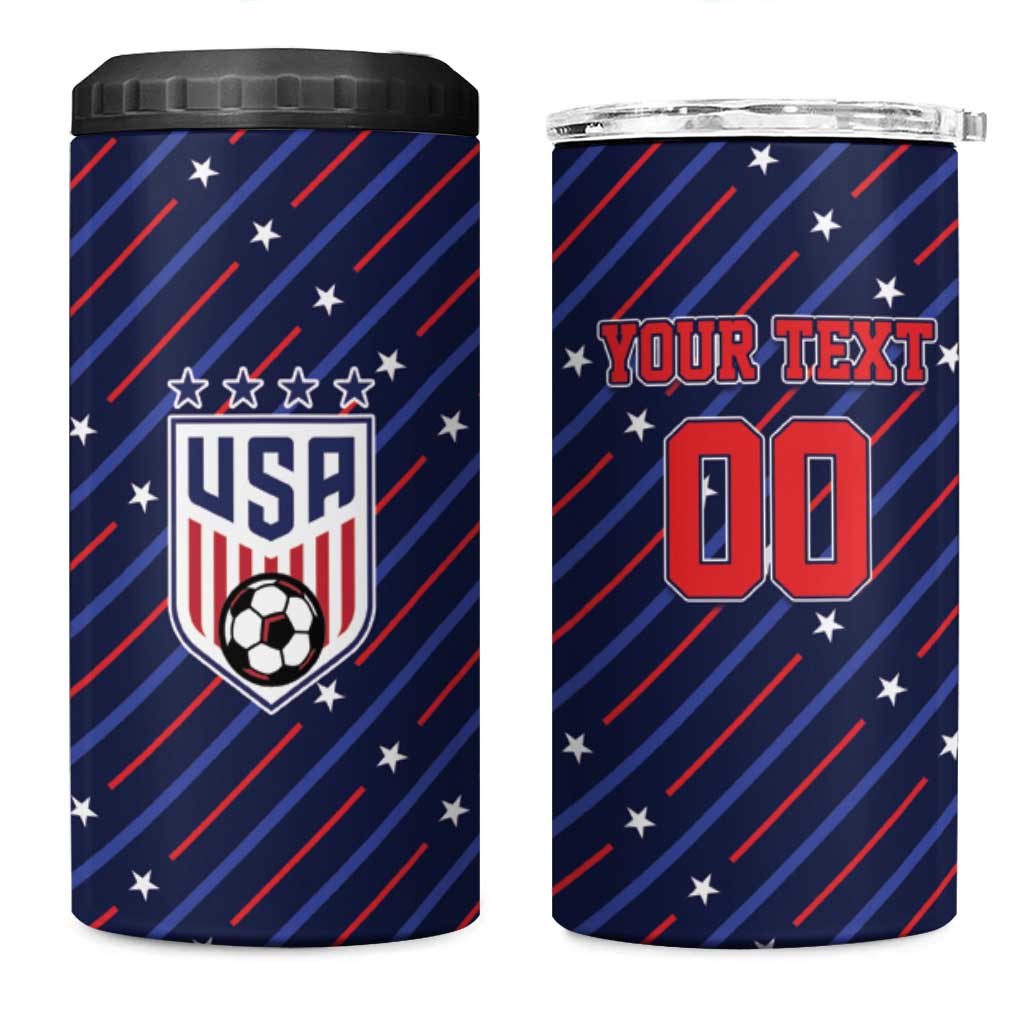 Custom Soccer USA 2026 4 in 1 Can Cooler Tumbler Stronger Together We Are One Nation - Wonder Print Shop