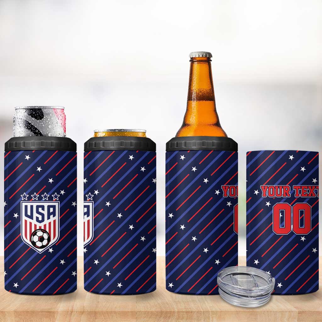 Custom Soccer USA 2026 4 in 1 Can Cooler Tumbler Stronger Together We Are One Nation - Wonder Print Shop