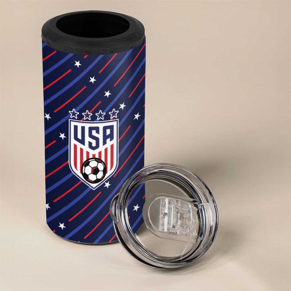 Custom Soccer USA 2026 4 in 1 Can Cooler Tumbler Stronger Together We Are One Nation - Wonder Print Shop