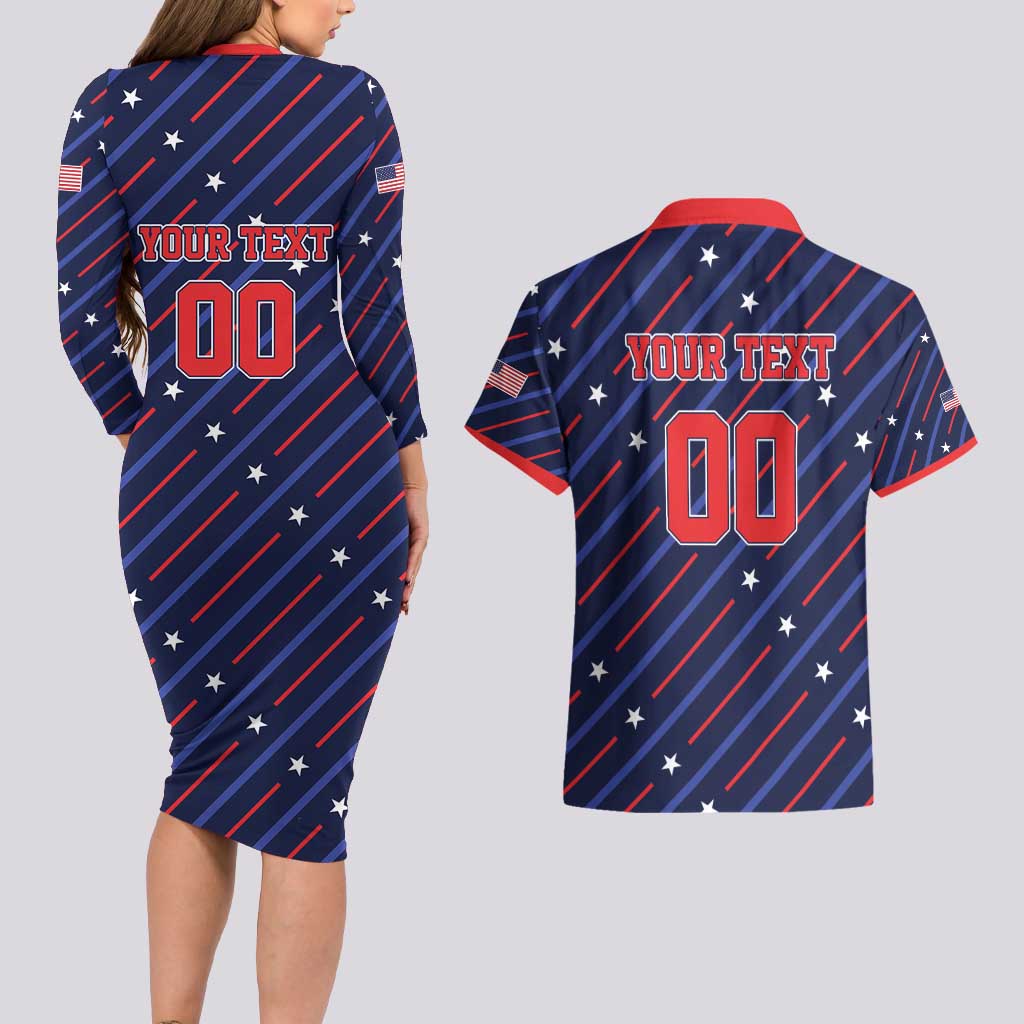 Custom Soccer USA 2026 Couples Matching Long Sleeve Bodycon Dress and Hawaiian Shirt Stronger Together We Are One Nation - Wonder Print Shop