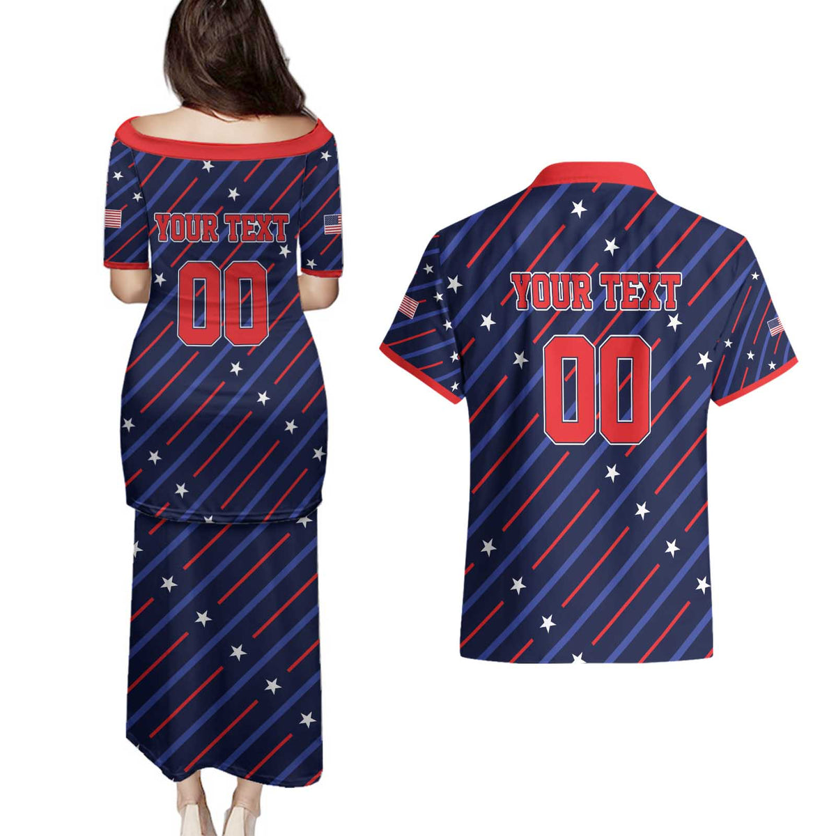 Custom Soccer USA 2026 Couples Matching Puletasi and Hawaiian Shirt Stronger Together We Are One Nation - Wonder Print Shop