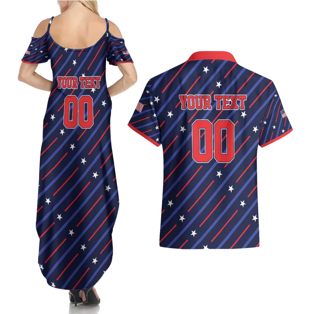 Custom Soccer USA 2026 Couples Matching Summer Maxi Dress and Hawaiian Shirt Stronger Together We Are One Nation - Wonder Print Shop