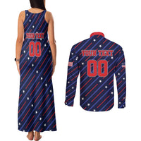 Custom Soccer USA 2026 Couples Matching Tank Maxi Dress and Long Sleeve Button Shirt Stronger Together We Are One Nation - Wonder Print Shop