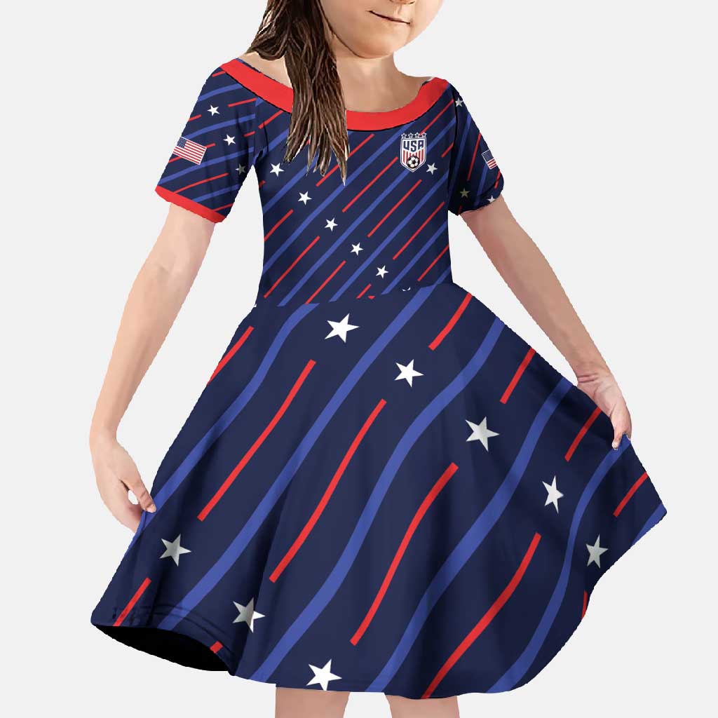 Custom Soccer USA 2026 Family Matching Off Shoulder Maxi Dress and Hawaiian Shirt Stronger Together We Are One Nation - Wonder Print Shop