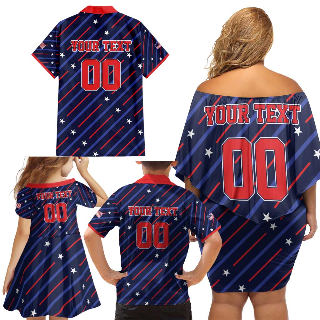 Custom Soccer USA 2026 Family Matching Off Shoulder Short Dress and Hawaiian Shirt Stronger Together We Are One Nation - Wonder Print Shop