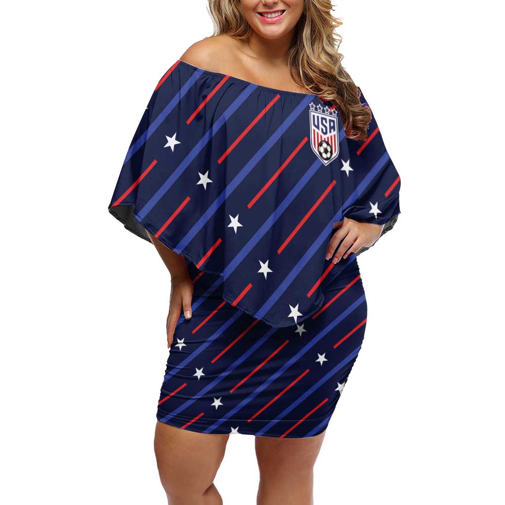Custom Soccer USA 2026 Family Matching Off Shoulder Short Dress and Hawaiian Shirt Stronger Together We Are One Nation - Wonder Print Shop