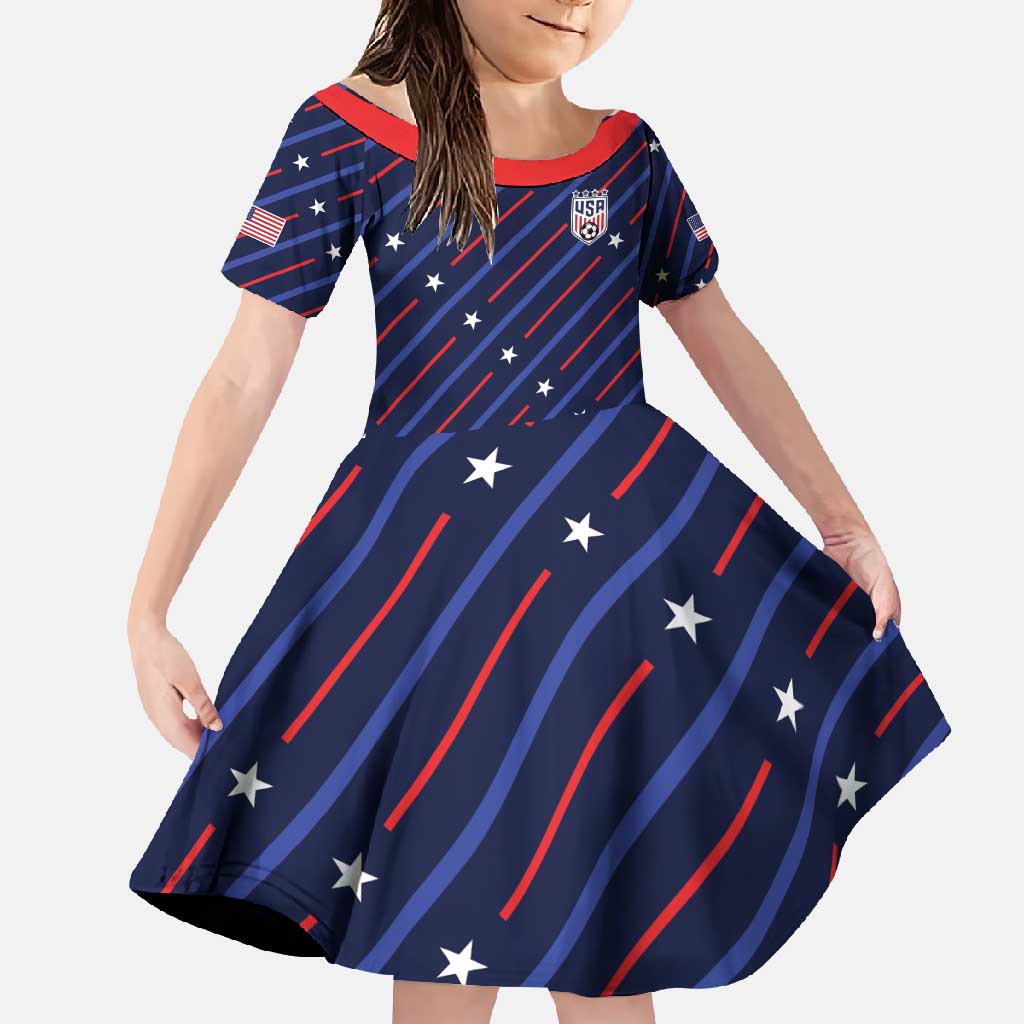 Custom Soccer USA 2026 Family Matching Short Sleeve Bodycon Dress and Hawaiian Shirt Stronger Together We Are One Nation - Wonder Print Shop