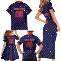 Custom Soccer USA 2026 Family Matching Short Sleeve Bodycon Dress and Hawaiian Shirt Stronger Together We Are One Nation - Wonder Print Shop