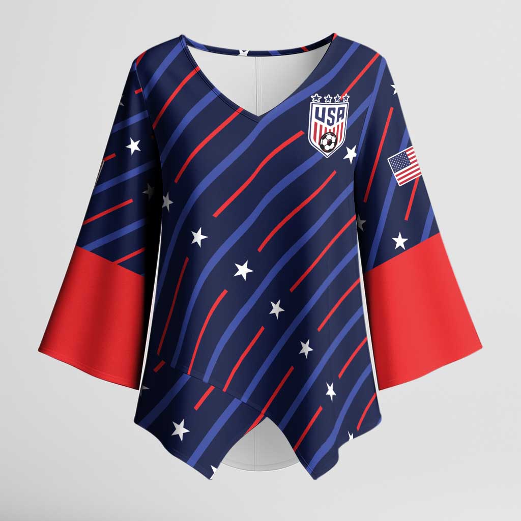 Custom Soccer USA 2026 Kimono Sleeve Blouse Stronger Together We Are One Nation - Wonder Print Shop