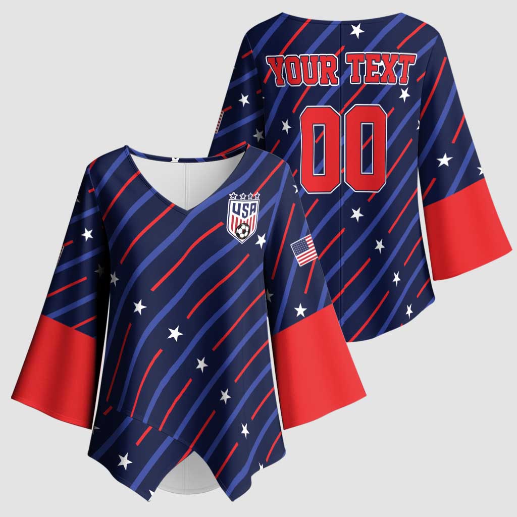 Custom Soccer USA 2026 Kimono Sleeve Blouse Stronger Together We Are One Nation - Wonder Print Shop