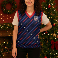 Soccer USA 2026 Christmas Knitted V-Neck Vest Stronger Together We Are One Nation - Wonder Print Shop