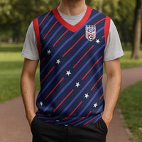 Soccer USA 2026 Christmas Knitted V-Neck Vest Stronger Together We Are One Nation - Wonder Print Shop
