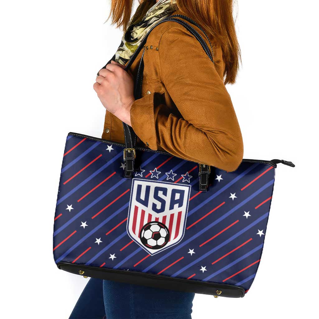 Soccer USA 2026 Leather Tote Bag Stronger Together We Are One Nation - Wonder Print Shop
