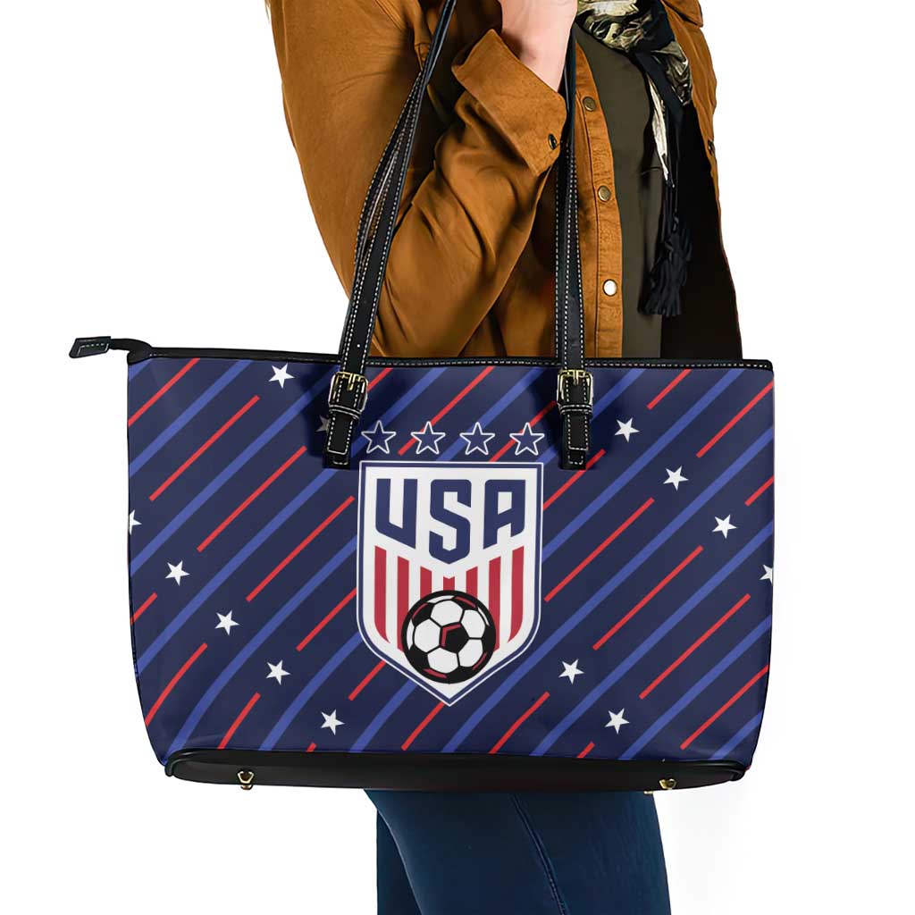 Soccer USA 2026 Leather Tote Bag Stronger Together We Are One Nation - Wonder Print Shop