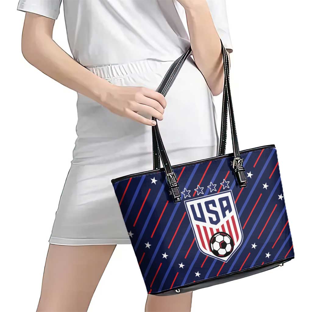 Soccer USA 2026 Leather Tote Bag Stronger Together We Are One Nation - Wonder Print Shop