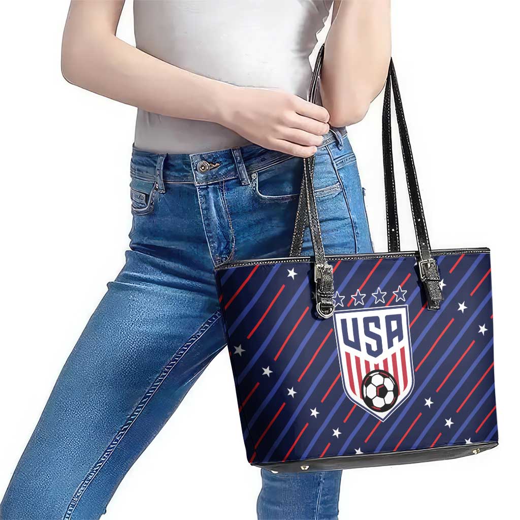 Soccer USA 2026 Leather Tote Bag Stronger Together We Are One Nation - Wonder Print Shop