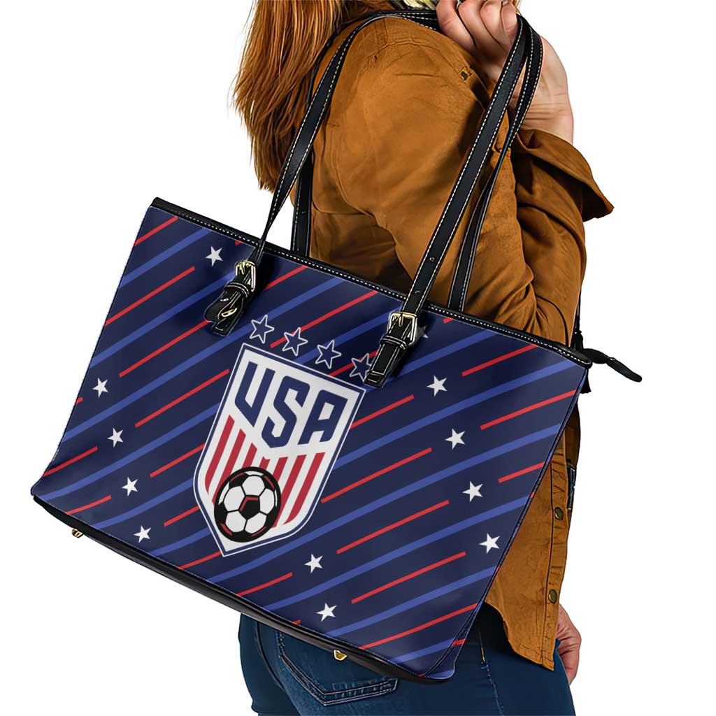 Soccer USA 2026 Leather Tote Bag Stronger Together We Are One Nation - Wonder Print Shop