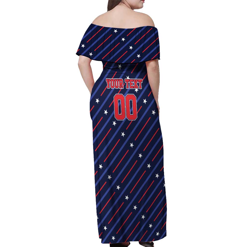 Custom Soccer USA 2026 Off Shoulder Maxi Dress Stronger Together We Are One Nation - Wonder Print Shop