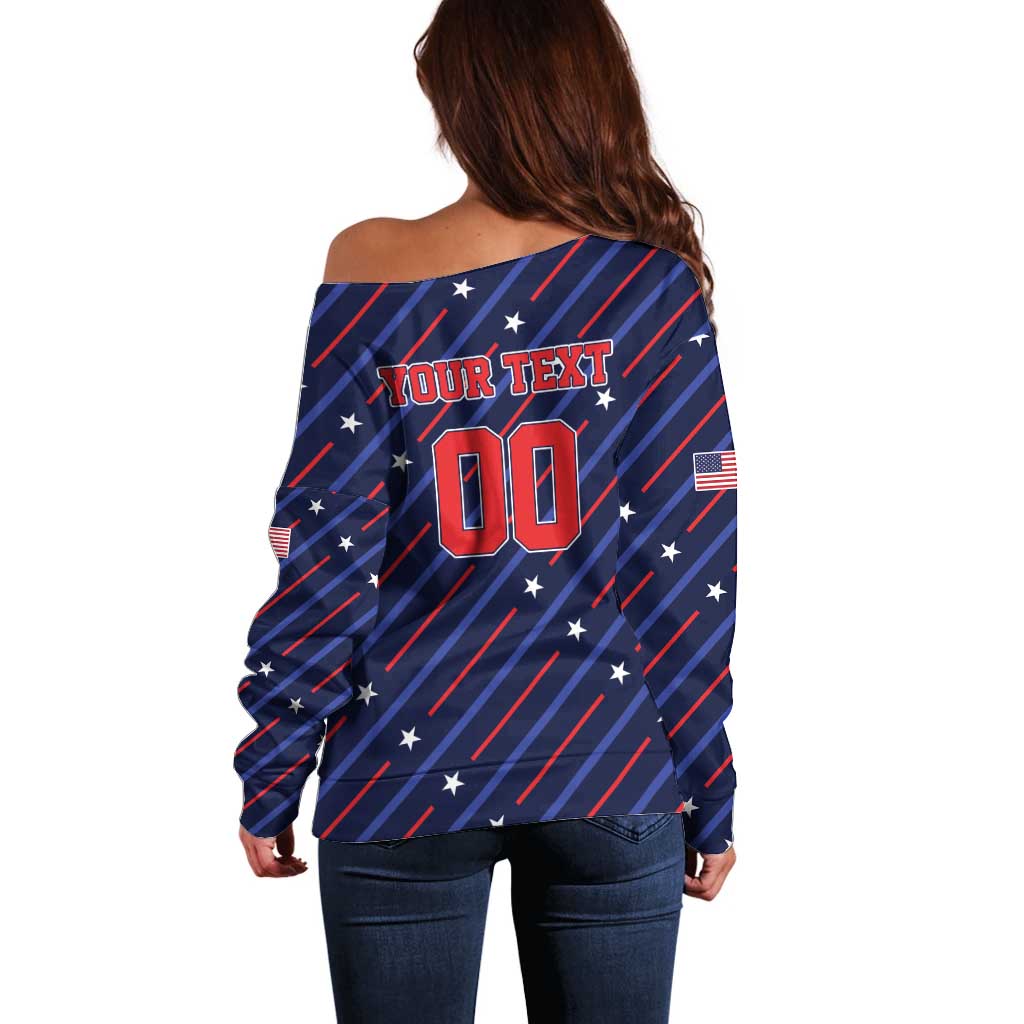 Custom Soccer USA 2026 Off Shoulder Sweater Stronger Together We Are One Nation - Wonder Print Shop