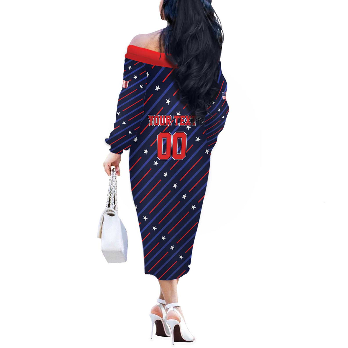 Custom Soccer USA 2026 Off The Shoulder Long Sleeve Dress Stronger Together We Are One Nation - Wonder Print Shop