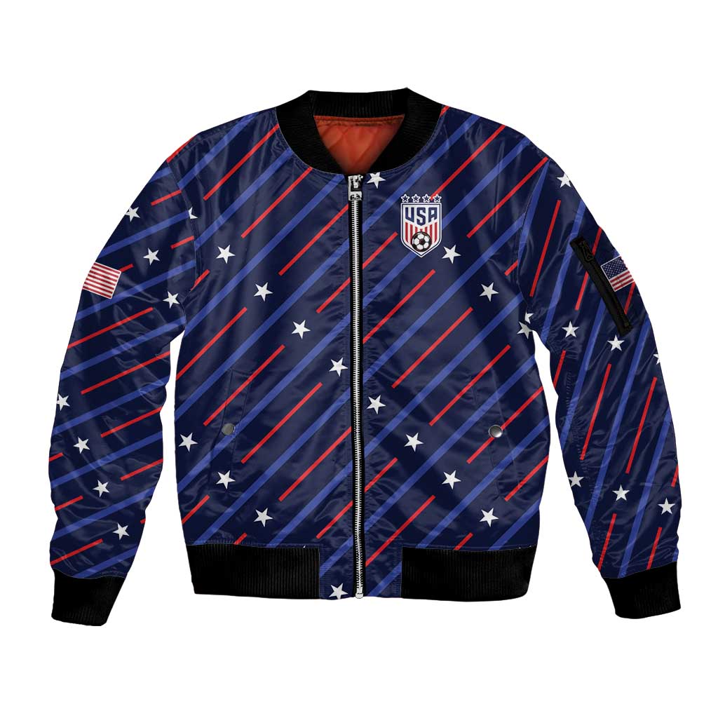 Custom Soccer USA 2026 Sleeve Zip Bomber Jacket Stronger Together We Are One Nation - Wonder Print Shop