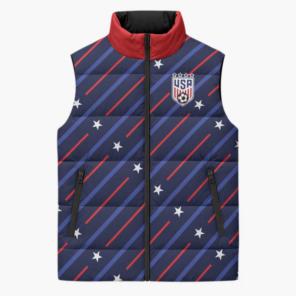 Custom Soccer USA 2026 Sleeveless Puffer Jacket Stronger Together We Are One Nation - Wonder Print Shop