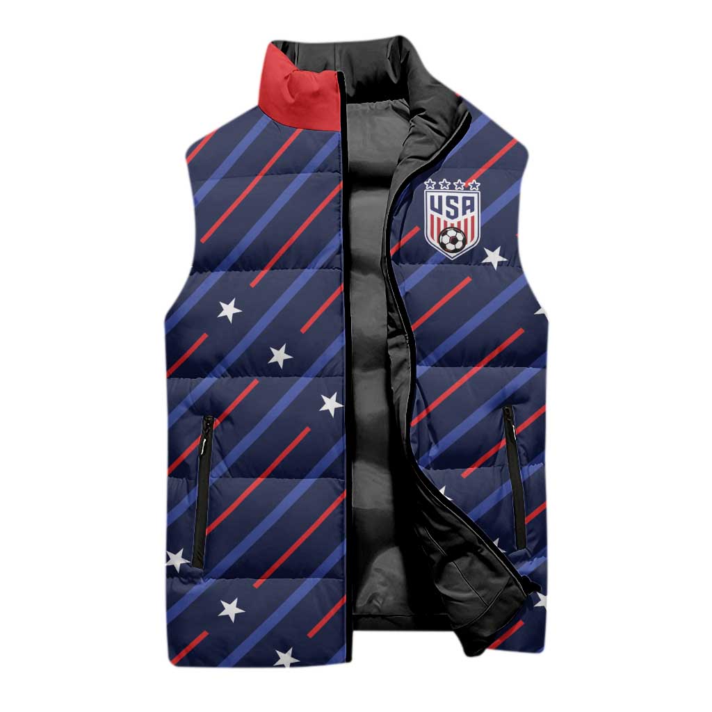 Custom Soccer USA 2026 Sleeveless Puffer Jacket Stronger Together We Are One Nation - Wonder Print Shop