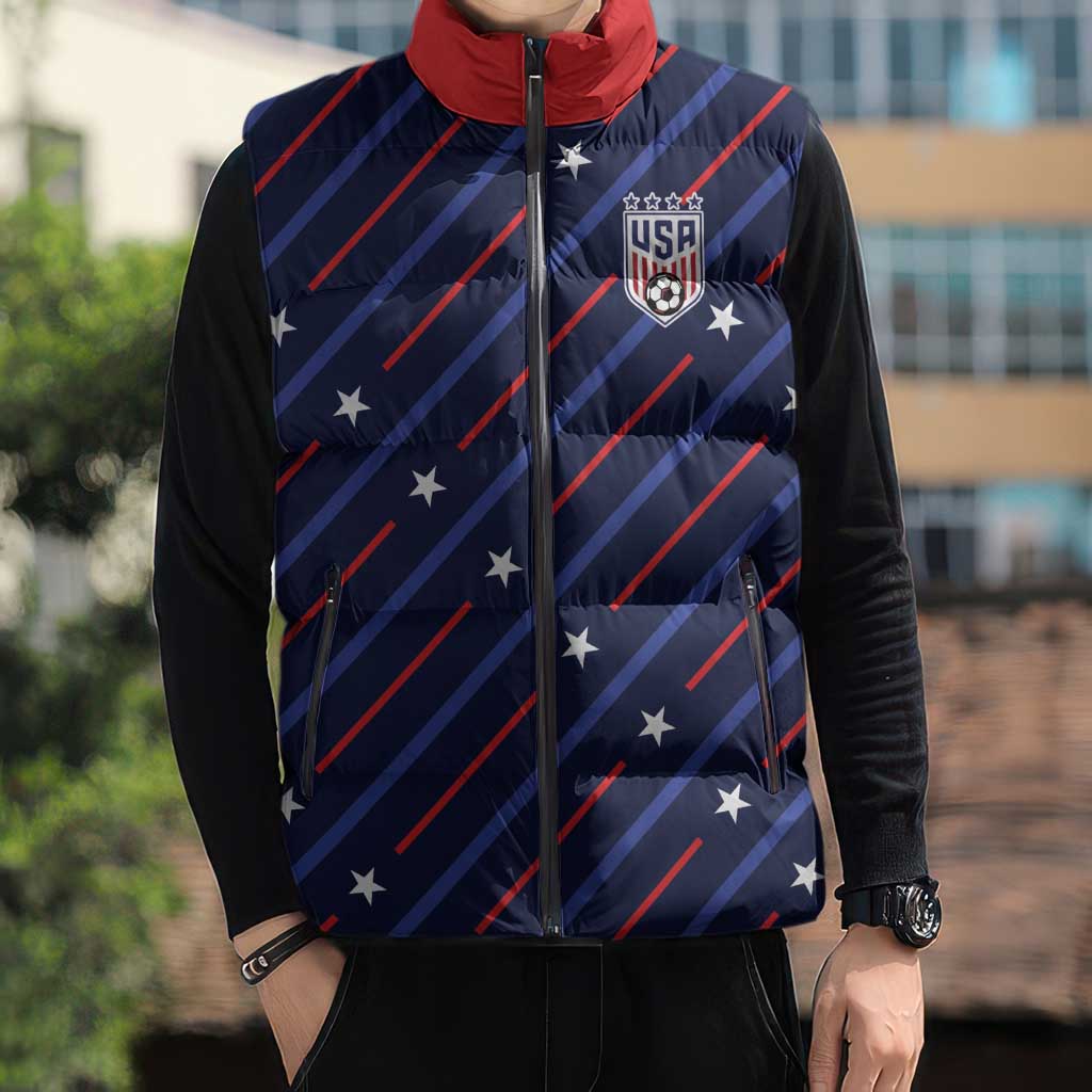 Custom Soccer USA 2026 Sleeveless Puffer Jacket Stronger Together We Are One Nation - Wonder Print Shop