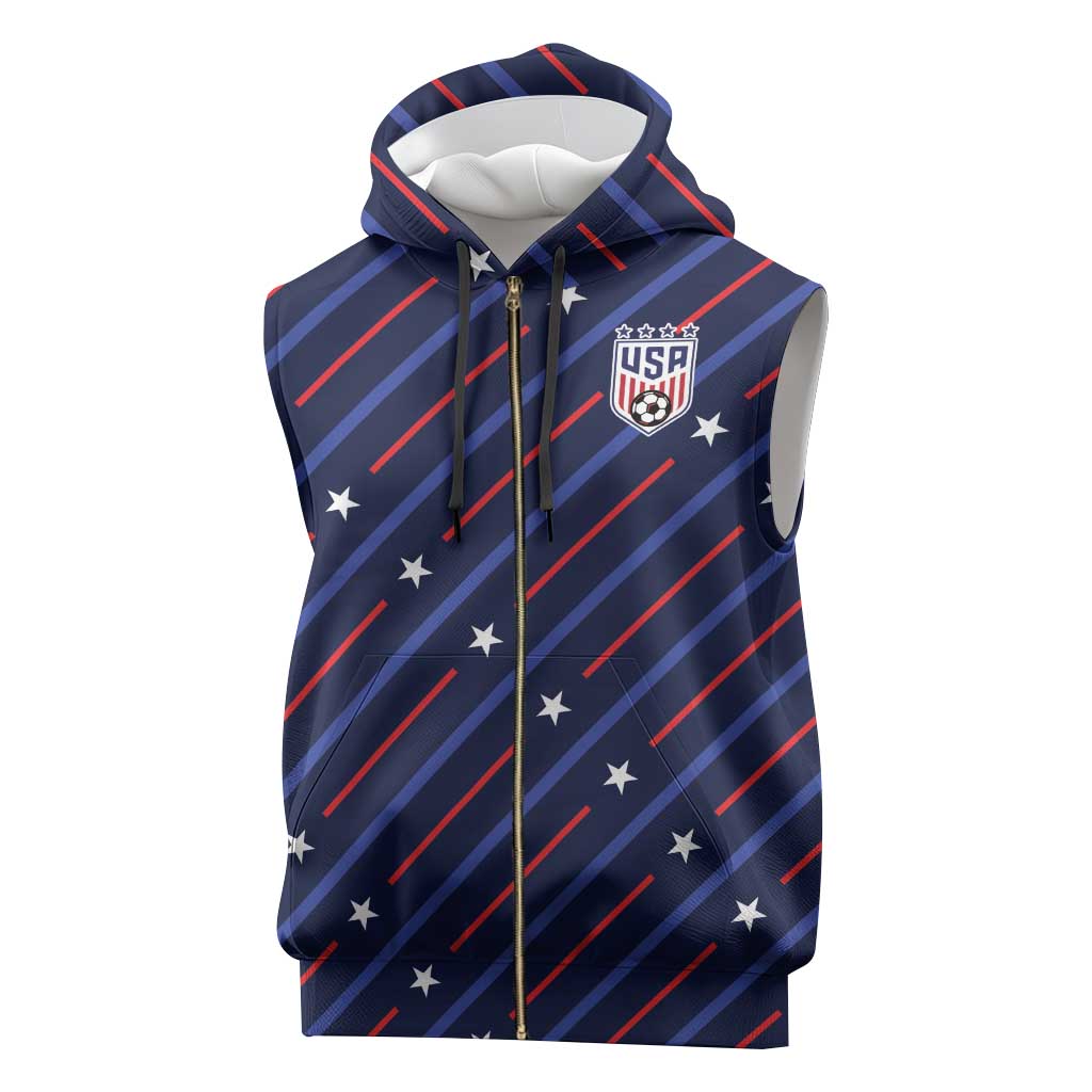 Custom Soccer USA 2026 Sleeveless Zip Hoodie Stronger Together We Are One Nation - Wonder Print Shop