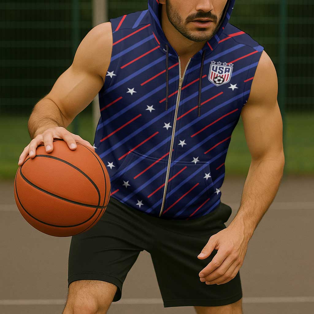 Custom Soccer USA 2026 Sleeveless Zip Hoodie Stronger Together We Are One Nation - Wonder Print Shop