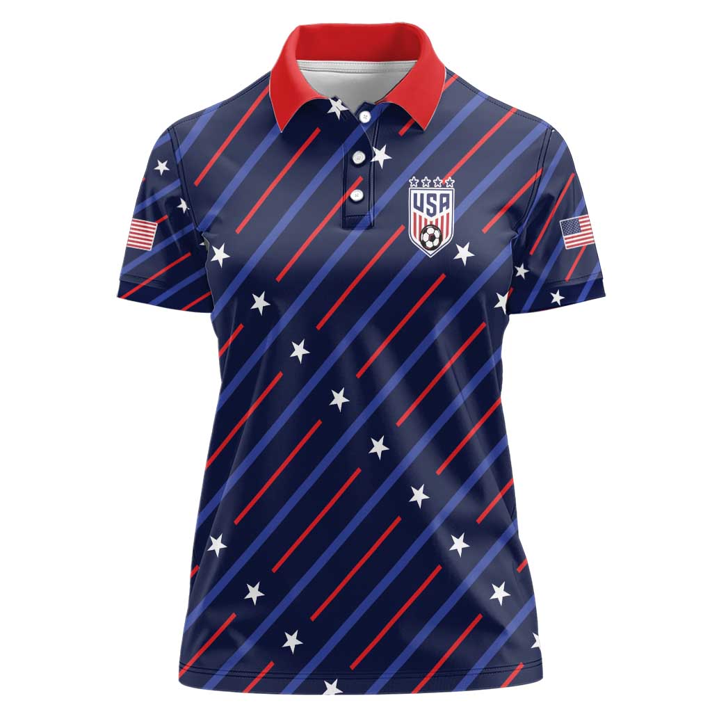 Custom Soccer USA 2026 Women Polo Shirt Stronger Together We Are One Nation - Wonder Print Shop
